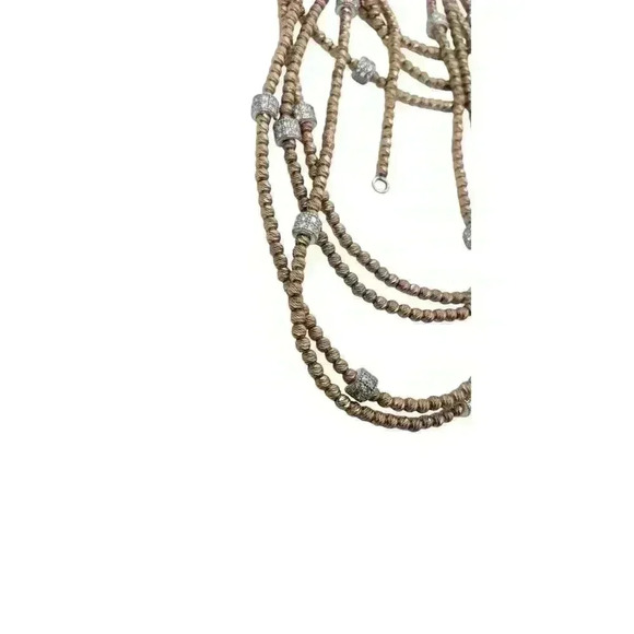 Lisa Robertson 18k Gold On 925 Sterling Silver Necklace Rhinestone Beads Long - Picture 2 of 15